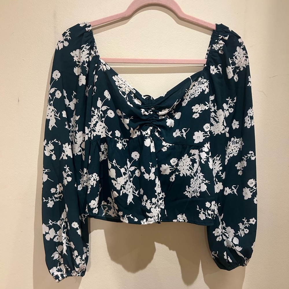 Abercrombie Green Floral Top